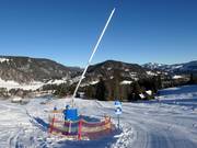 Snowmaking with snow lances at the Wannenköpflelift