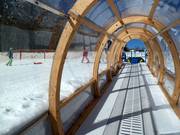 View from a covered conveyor belt