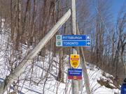 Slope signposting in the ski resort of Bromont