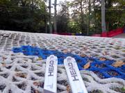 Skiing in the dry ski area The Oakwood