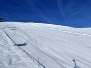Freshly groomed slope in the morning at Asitz