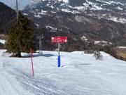 Slope signage in the ski resort