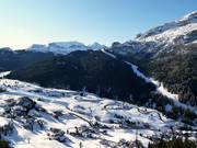 View of Corvara with the Marmolada in the background