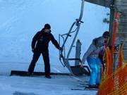 The chairlift is being slowed down