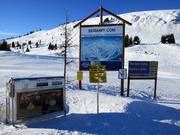 Signposting with piste map in the ski area