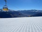 Perfect slope grooming in the Watles ski area