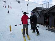 At the drag lift, the bar is handed to you.