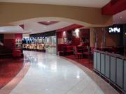 Modern restaurants are lined up around the ski hall