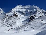 View of the slopes below the 4,023 m high Weissmies