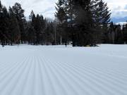Groomed slope in the Jackson Hole ski area