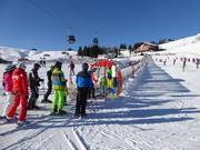 Covered conveyor belt at the mountain station of the Loferer Alm Bahn II