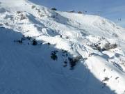 Open ski terrain below the Grubigstein