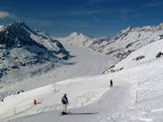 Eggishorn downhill run with a view of the Aletsch Glacier