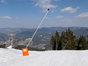 Snowmaking on the main slope in the Mechi Chal ski area