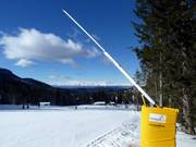Snowmaking with lances in the Carezza ski area