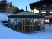 Après-ski umbrella bar at Dolomitenhof