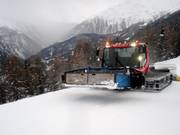 The slope is freshly groomed.