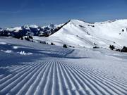 Freshly groomed slope