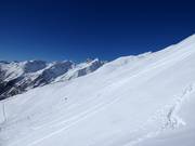 View over the freeride slopes in the Lauchernalp ski area