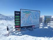 Piste map showing updated information at the mountain station
