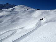 View of the easy bypasses in the Saint-Lary-Soulan ski area