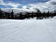 Groomed slope in the Vemdalsskalet ski area