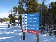 Slope signage in the Big Sky ski area