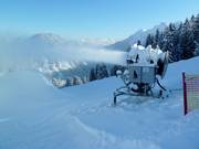 Snow cannons in operation