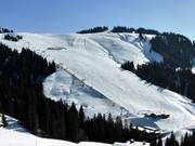 Wide slope at the Aualm chairlift in Scheffau