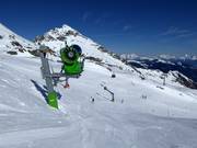 Permanently installed snow cannon