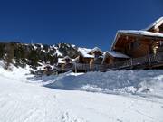 Alpine huts on the edge of the slopes