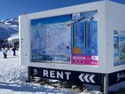 Piste map board with real-time information about open lifts and slopes