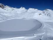 Snowmaking pond in Corviglia