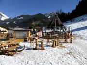 Umbrella bar at the valley station of the Dorfbahn in Werfenweng