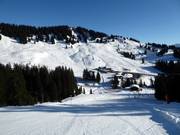 View of the Bolgengrat in the ski resort of Grasgehren