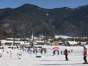 Children's ski school on the slope