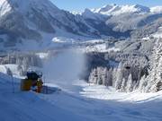 Snow storage along the edge of the slope