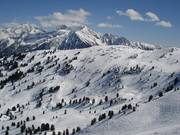 Wide ski slopes for powder runs