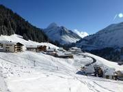 View of the accommodations in Damüls