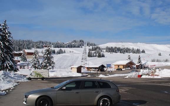 Val d'Arly: access to ski resorts and parking at ski resorts – Access, Parking Espace Diamant – Les Saisies/Notre-Dame-de-Bellecombe/Praz sur Arly/Flumet/Crest-Voland