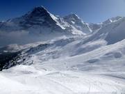 View from Männlichen towards Gummi with the Eiger North Face