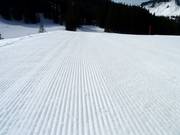 Groomed slope in the Balderschwang ski area