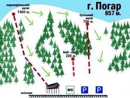 Trail map Mt. Pohar (Погар) – Slavske (Славське)