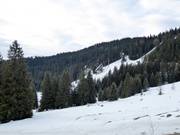View of the chairlift and the ski jumps of Igman