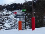 Signage in the ski area