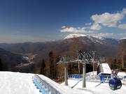 View from the mountain station at Mountain Shelter over the valley of Krasnaya Polyana
