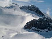 View of the difficult slope No. 13 from the Greitspitze