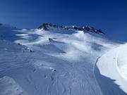 Ungroomed freeride slopes at the Hohe Scharte