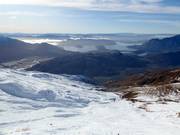 View over the Treble Cone ski area down to the valley station