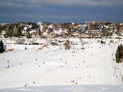 The ski resort is separated from the village by only a road.